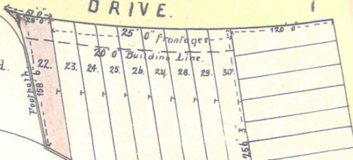 Extensive land sold in 1910 as a series of building plots